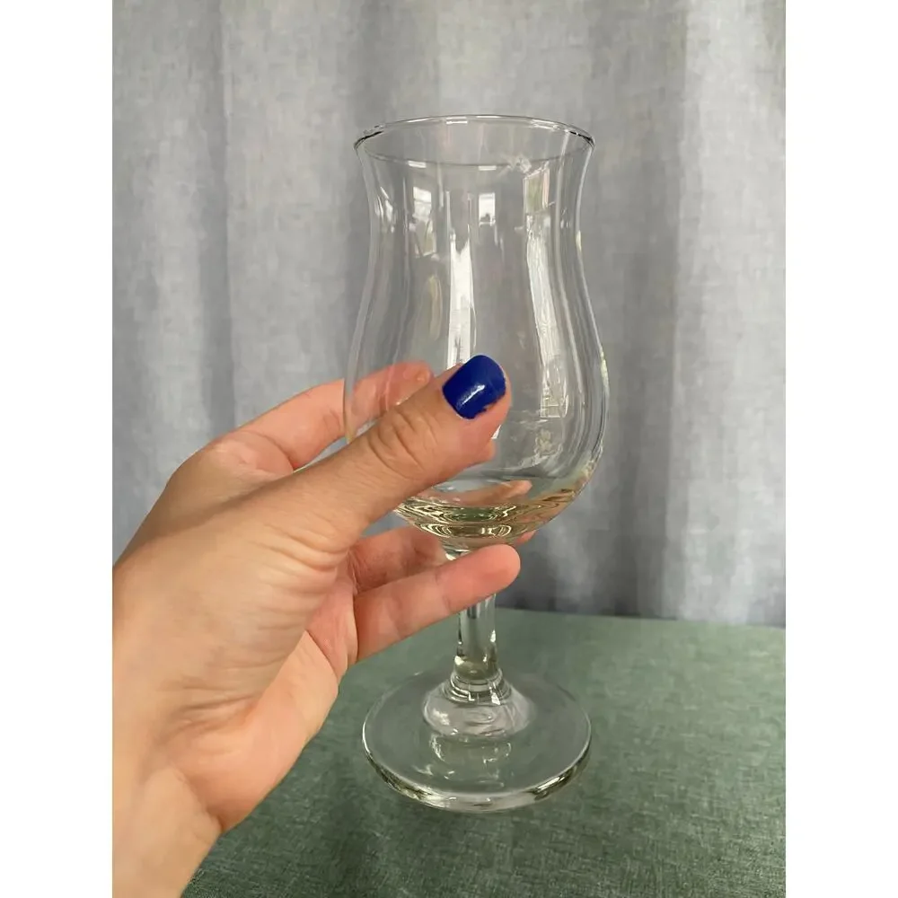 Vintage Clear Glass Hurricane Cocktail Glass - 7 Inches Tall